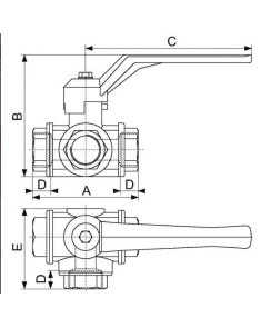 Vanne femelle 3 voies Poignée / papillon- Discount Plomberie