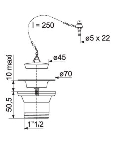 Bonde à bouchon plastique  - Évacuation Ø50
