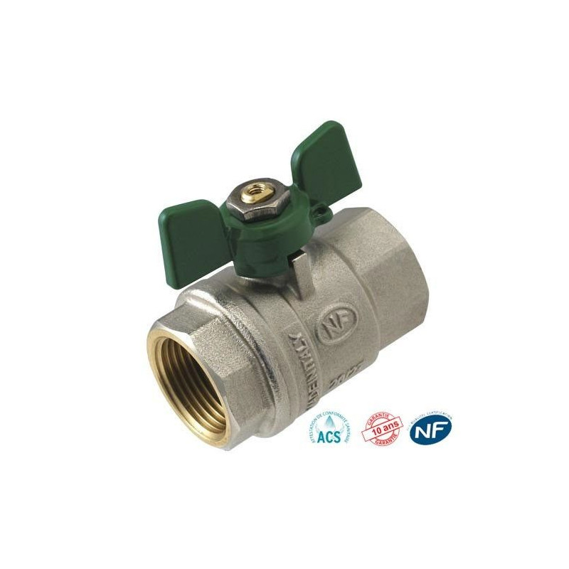 Vanne verte Papillon FF Poignée / papillon- Discount Plomberie