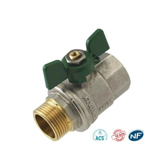 Vanne verte Papillon Mâle/Femelle Poignée / papillon- Discount Plomberie