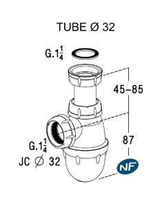 Siphon lavabo à culot