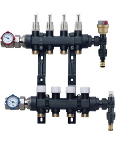 Kit collecteur Polymère black + Raccords - Collecteur plancher chau...