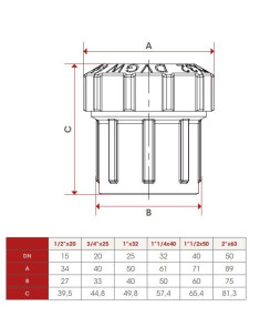 UNION LAITON serrage extérieur   -  dimensions