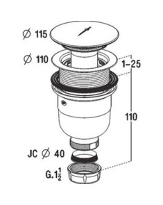 Bonde verticale receveur Ø90mm 
