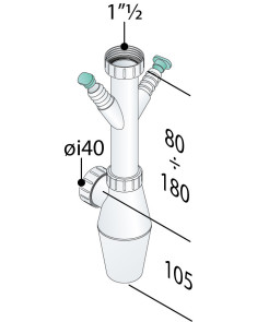 Siphon d'évier avec prise machine à laver Ø40mm