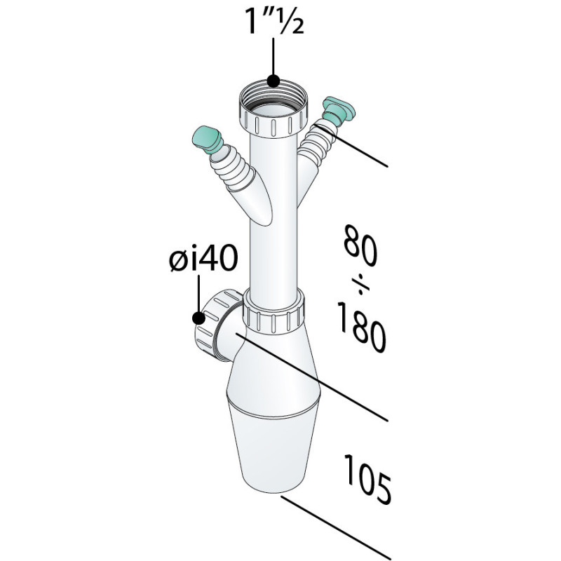 Siphon d'évier avec prise machine à laver Ø40mm - Siphons & Access