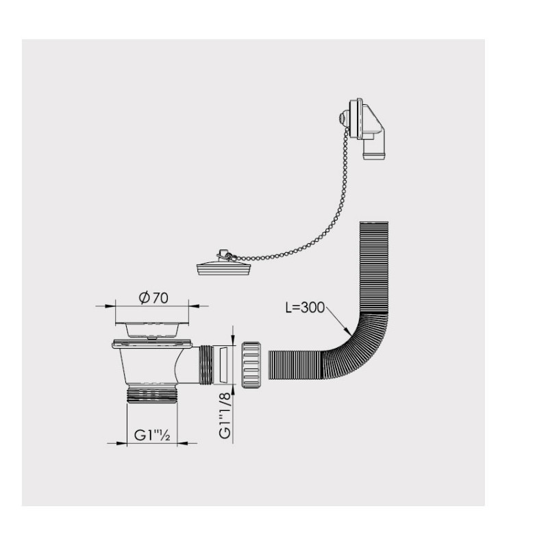 Bonde plastique avec trop-plein