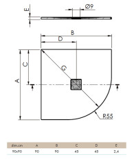 Receveur de douche - Strato - quart de cercle - dimensions 90 x 90 cm