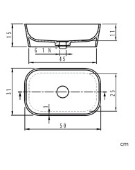 Vasque à poser rectangulaire - RUST - dimensions 50 X 31 X 15 cm