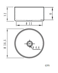Vasque céramique à poser ronde - Marsala - dimensions 36,5 X 12 cm