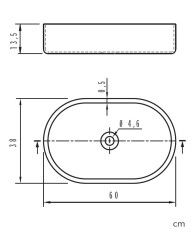 Vasque céramique à poser - Trapani - dimensions 60 X 38 X 13,5 cm