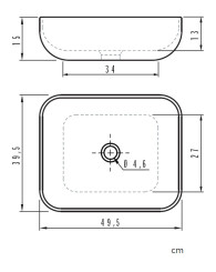 Vasque céramique à poser - Napoli - dimensions 49,5 X 39,5 X 15 cm