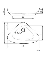 Vasque céramique à poser - Bergamo - dimensions 59 X 39 X 14 cm