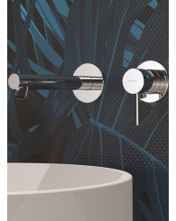 Mitigeur lavabo mural chromé 2 trous, sans boitier - Ultraminimal