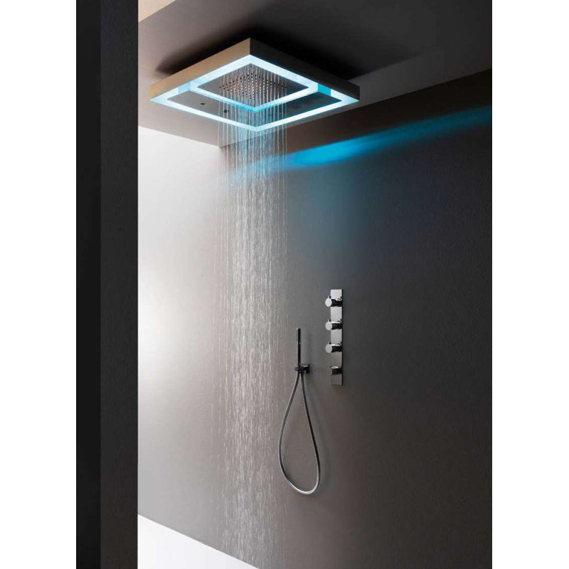 Robinet de douche avec douchette noir en cuivre pour salle de bain 5 trous