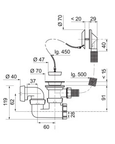 Vidage de baignoire à chaînette
