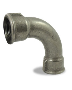 Courbe à grand rayon à 90° femelle/femelle noire en fonte malléable