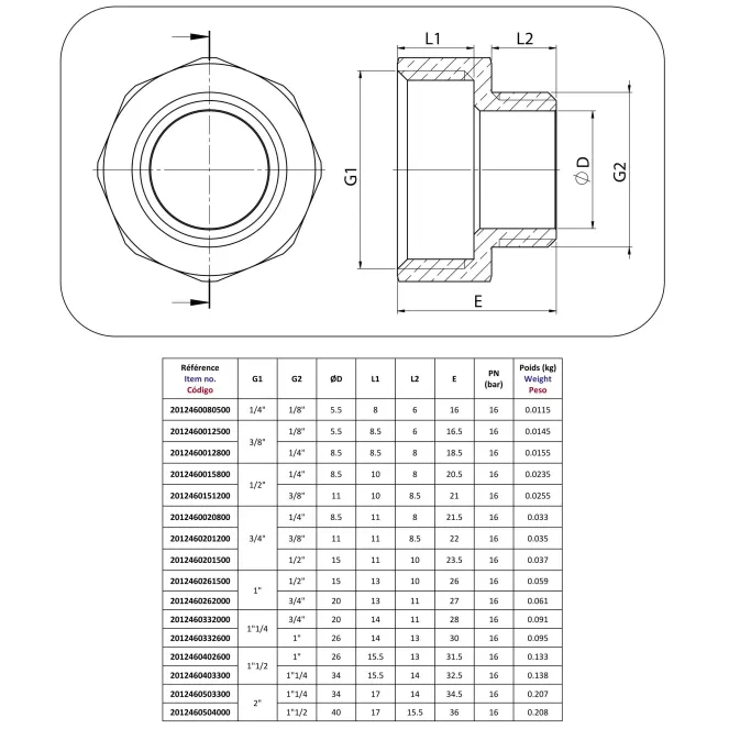 MAMELON Femelle/Mâle RÉDUIT laiton à visser - Discount Plomberie