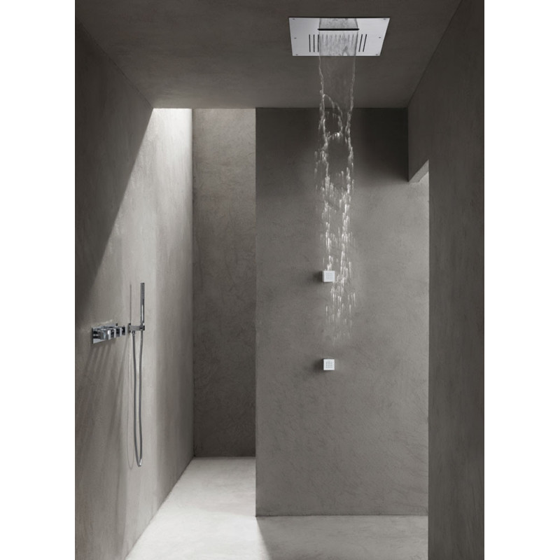 Ensemble de douche chromothérapie AquaElite 550 x 400mm - 2 jets - Noir mat